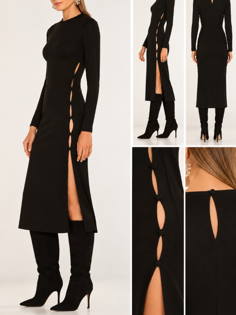 Michael Costello x REVOLVE Louie Midi Dress Black Size XS NWT